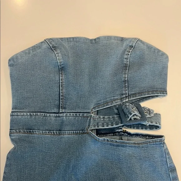 Blue Denim Strapless Dress - Picture 4 of 5